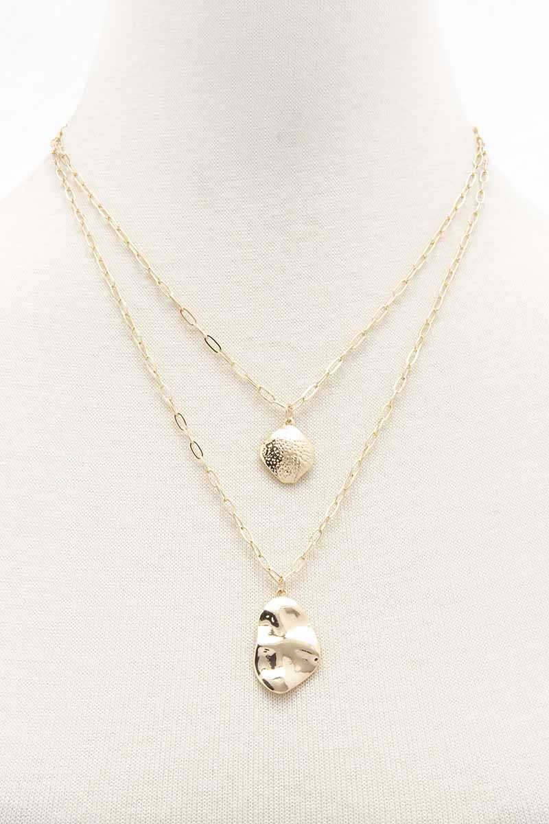 Collier pendentif chaîne en métal à 2 couches