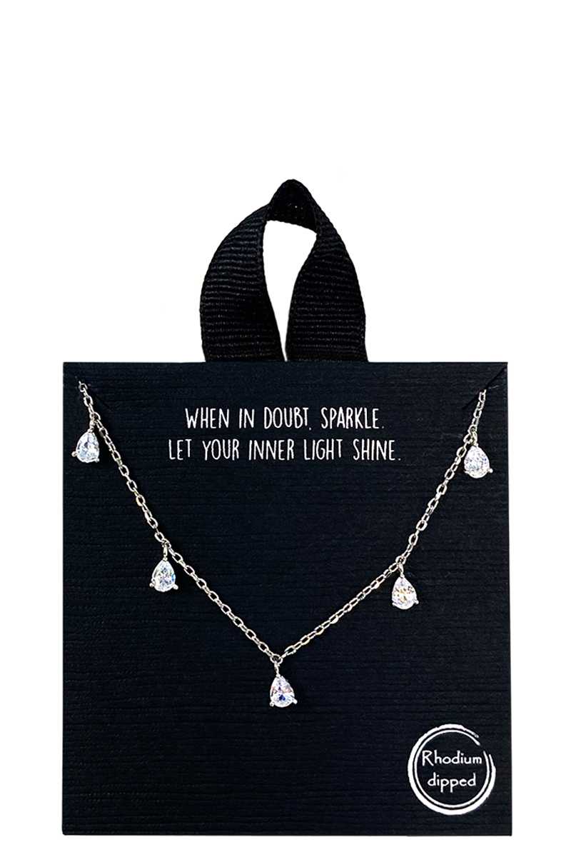 Collier pendentif en strass trempés dans du rhodium en or 18 carats