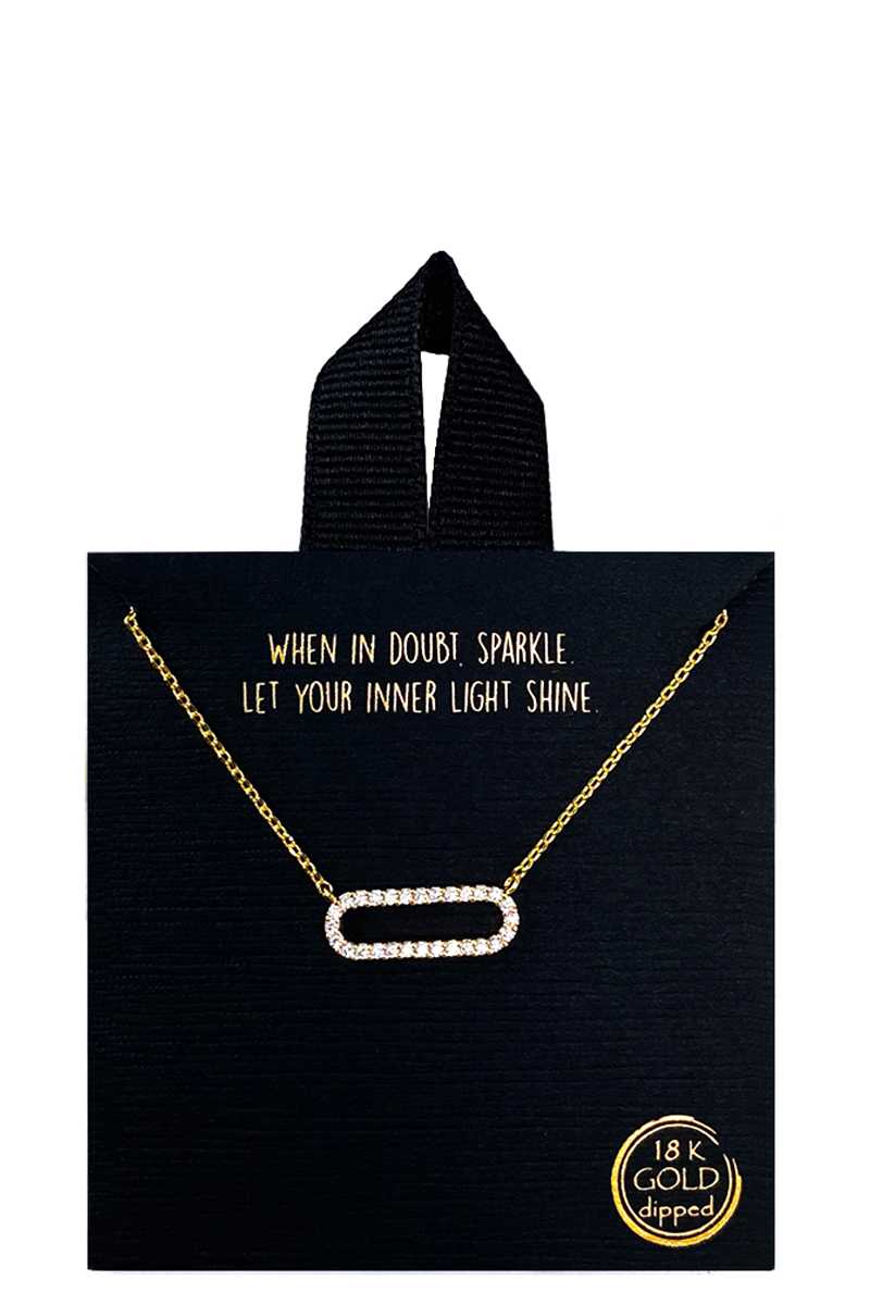 Collier pendentif ovale en strass trempés dans du rhodium en or 18 carats