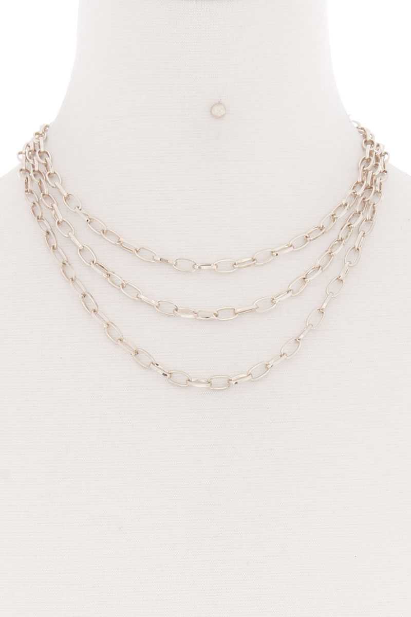 Collier superposé à 3 chaînes en métal simples