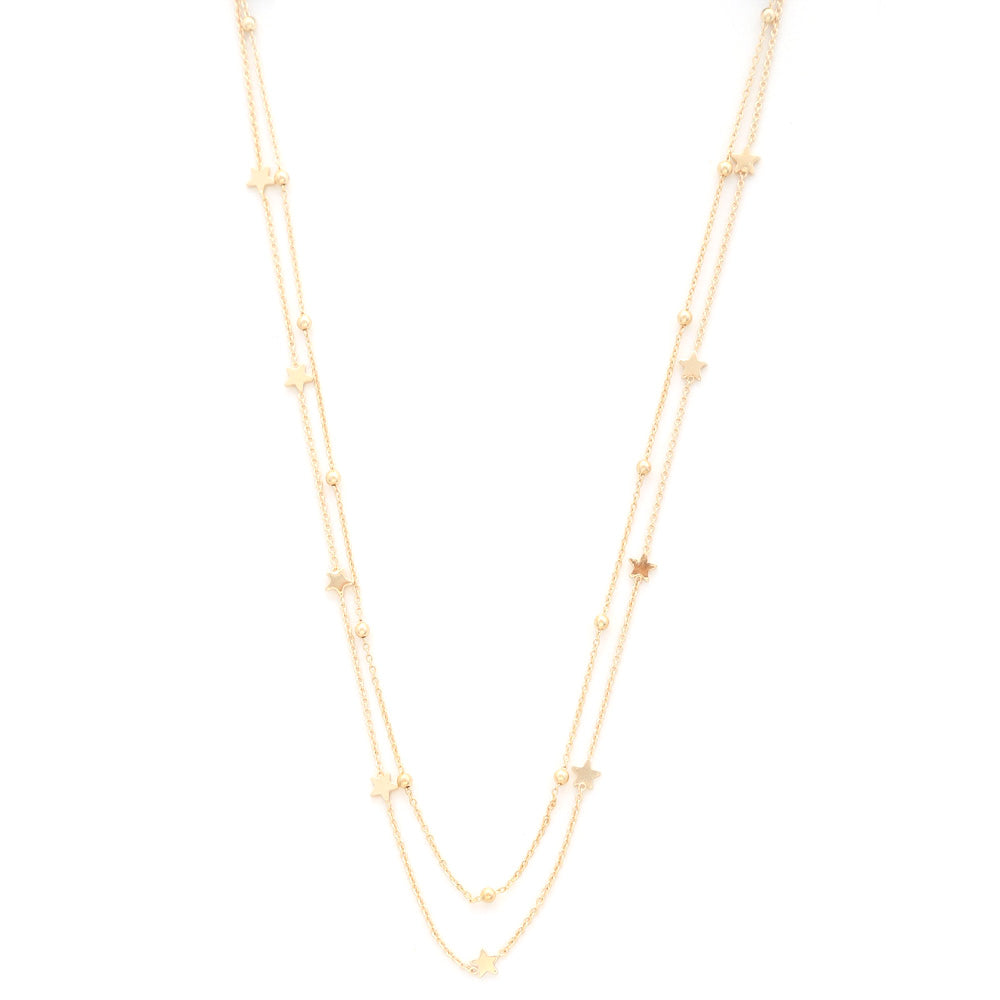 Collier superposé de perles à breloque étoile délicate