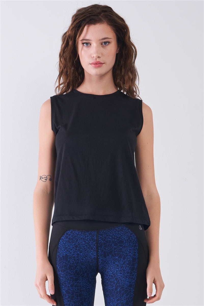 Débardeur basique uni sans manches à col rond – Image 3