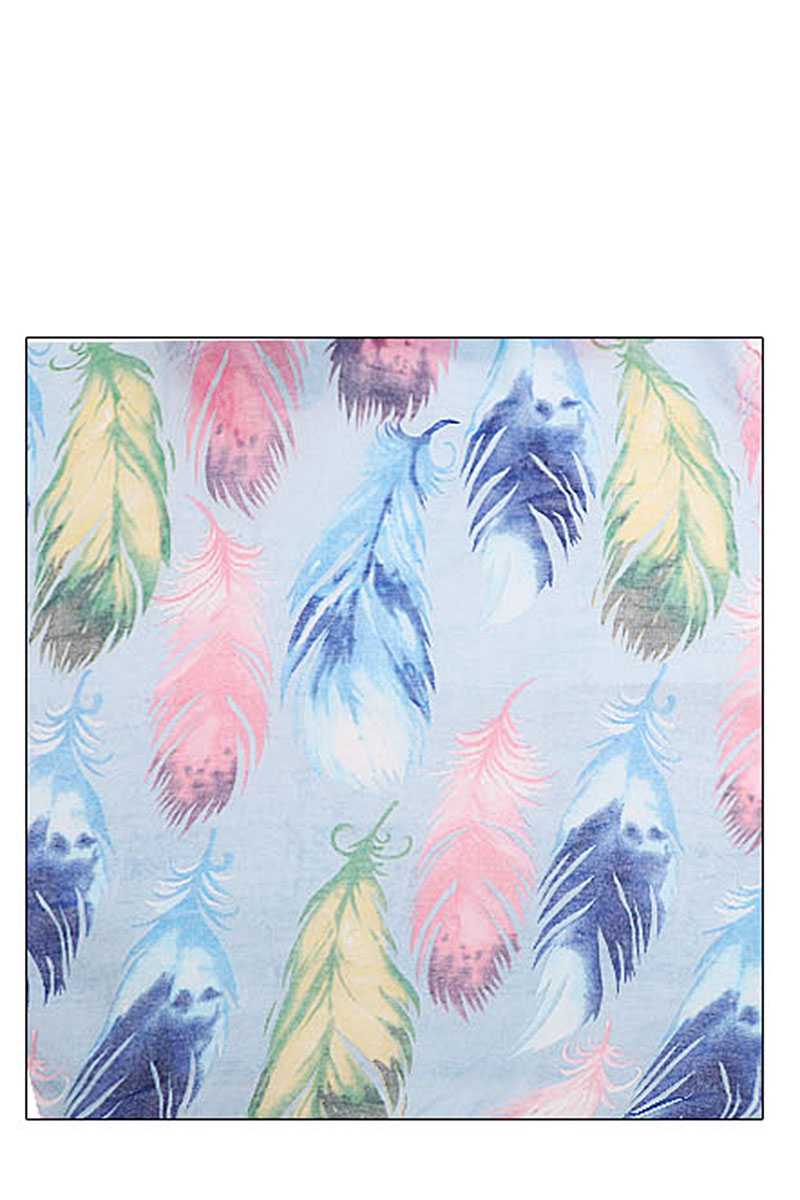 Écharpe chic et douce à imprimé plumes multicolores