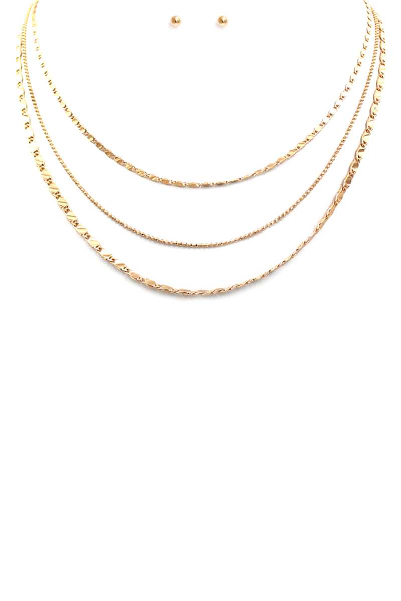 Ensemble collier et boucles d'oreilles à maillons de chaîne en métal à la mode