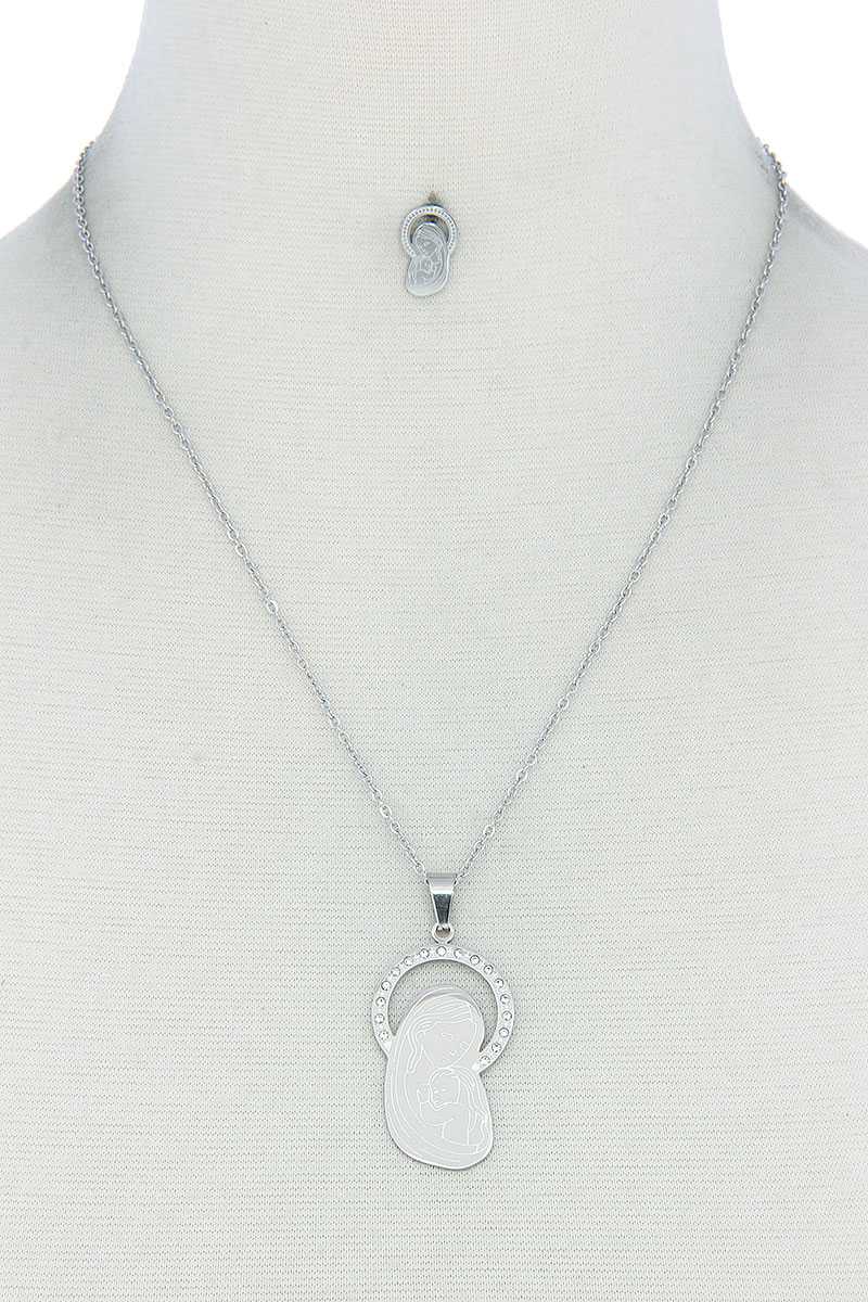 Ensemble collier et boucles d'oreilles avec pendentif Mary élégant et à la mode