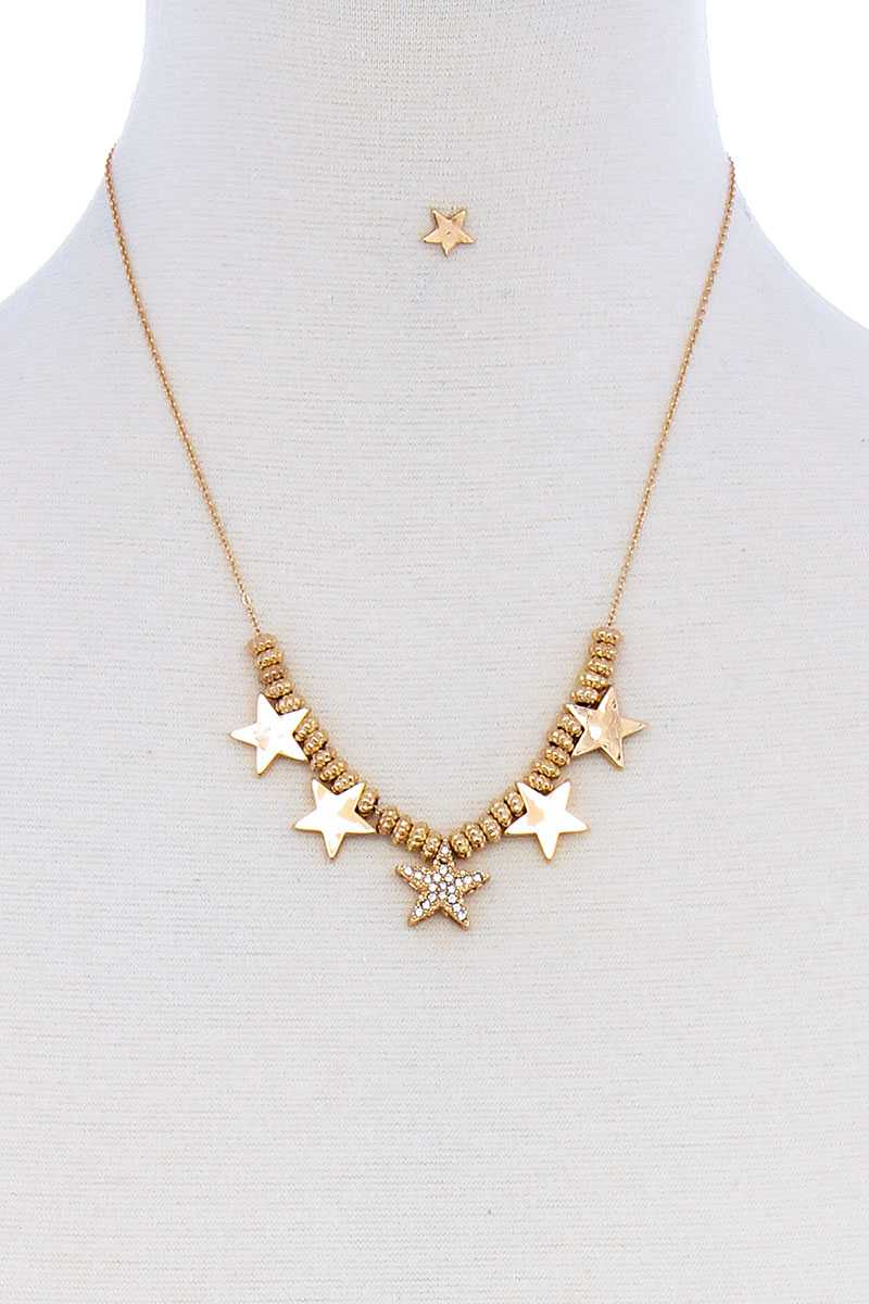 Ensemble collier et boucles d'oreilles avec pendentif tendance multi-étoiles
