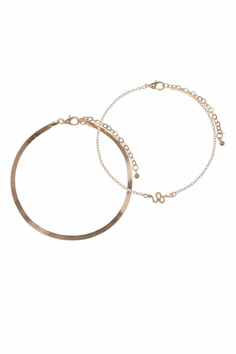 Ensemble de 2 bracelets avec chaîne en métal serpent