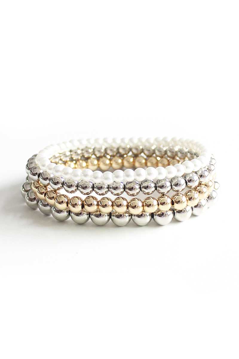 Ensemble de 4 bracelets extensibles en perles de métal