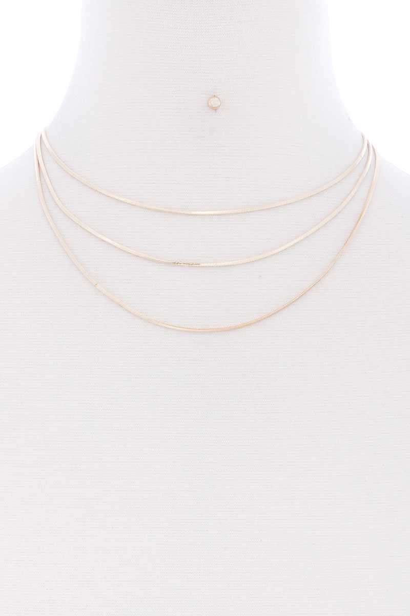 Ensemble de boucles d'oreilles et collier à chaîne à chevrons à 3 couches