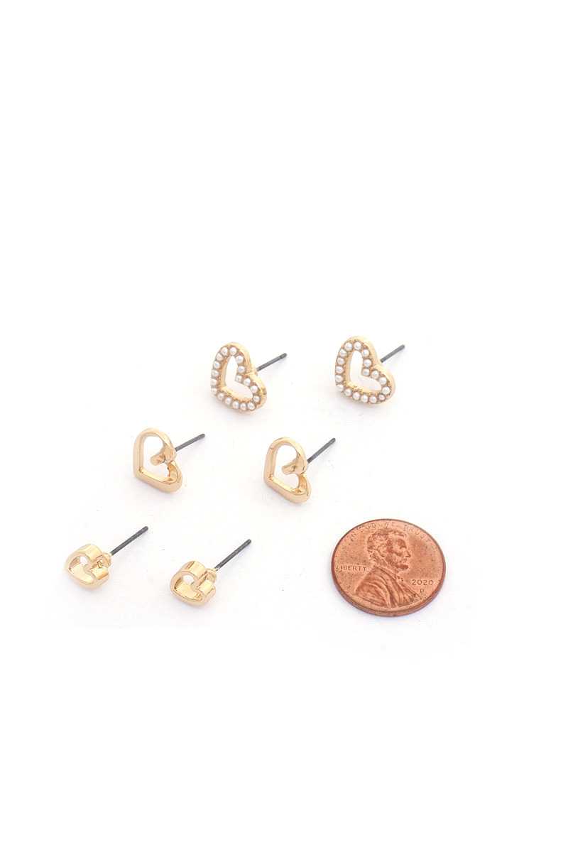 Ensemble de boucles d'oreilles triple cœur en perles