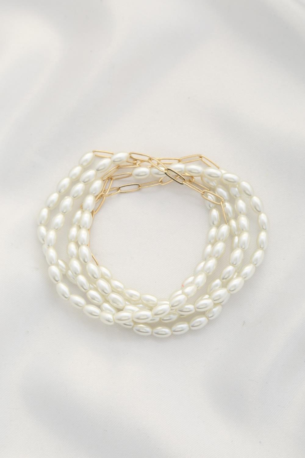 Ensemble de bracelets à maillons en forme de trombone et de perles