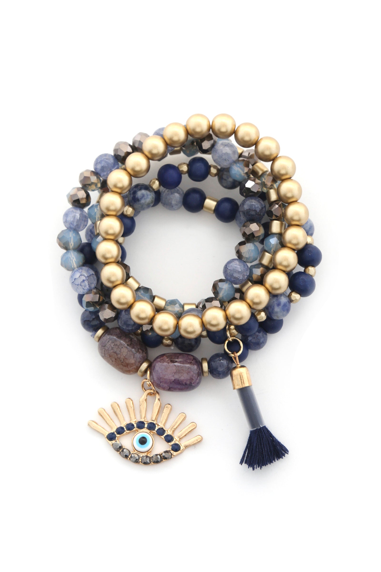 Ensemble de bracelets à pampilles en perles mauvais œil
