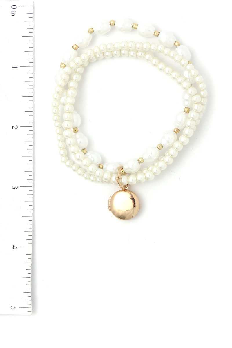 Ensemble de bracelets de perles à breloque médaillon