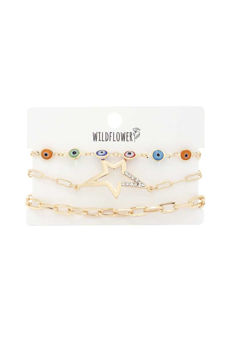 Ensemble de bracelets en métal à maillons ovales avec breloque Star Evil