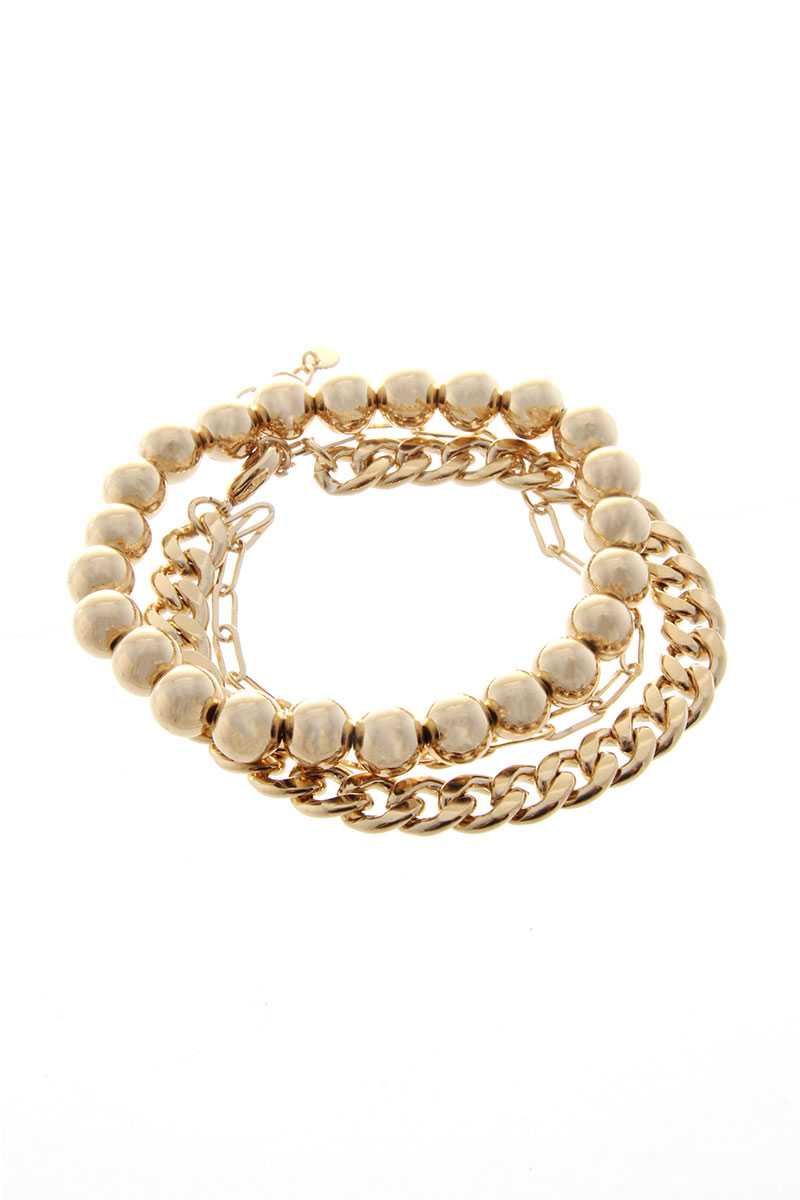 Ensemble de bracelets multiples avec chaîne en métal à 3 couches
