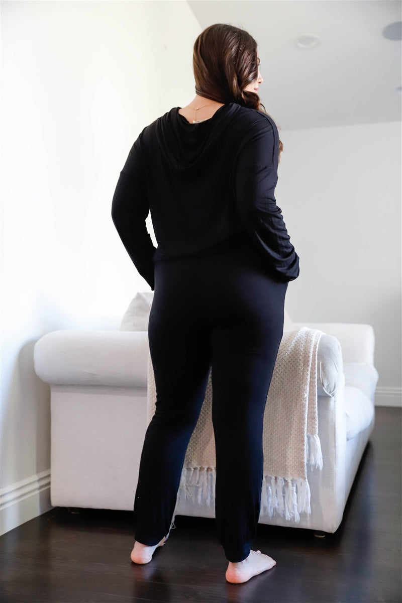 Ensemble haut et pantalon à manches longues et à capuche noir effet vieilli