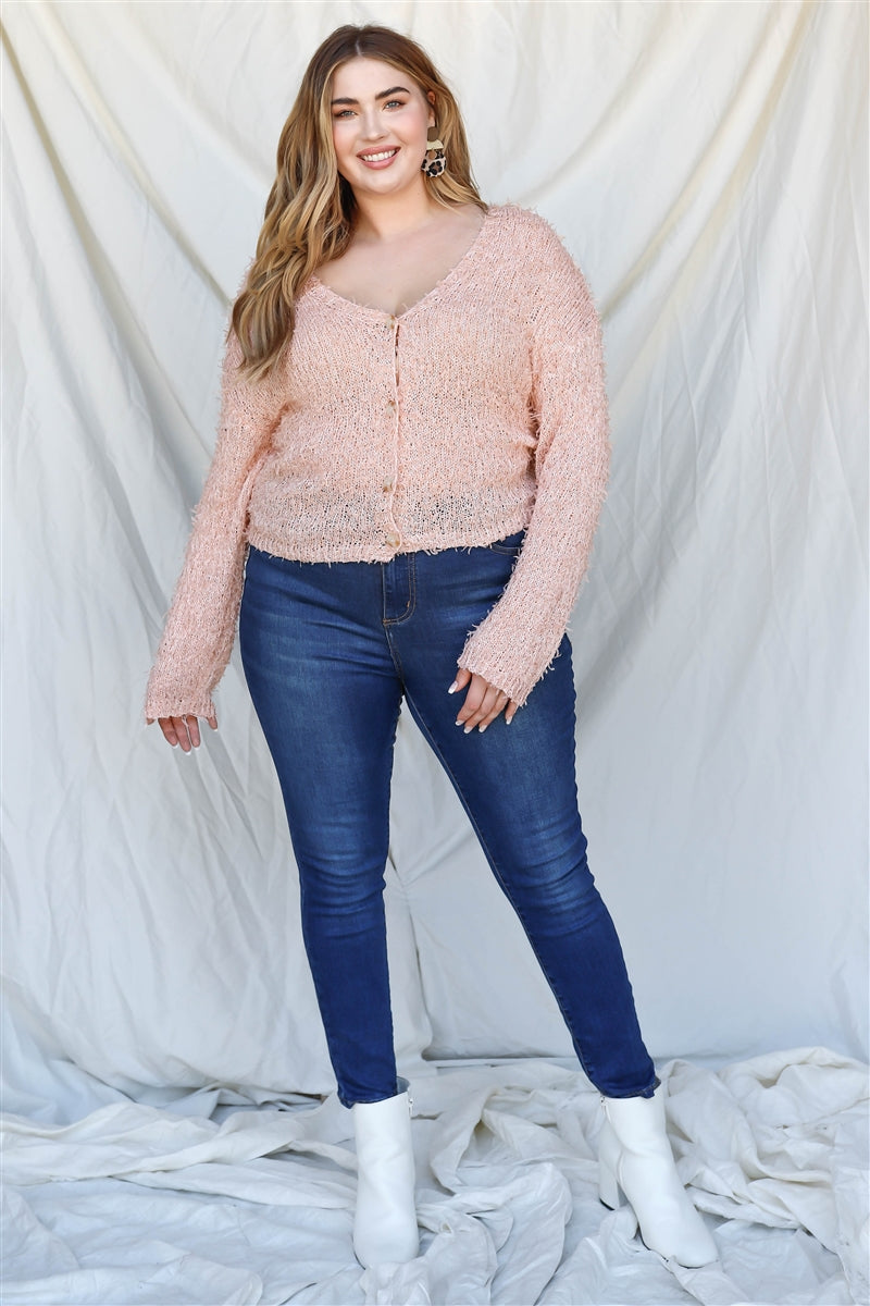 Haut cardigan à manches longues en tricot texturé Plus – Image 8