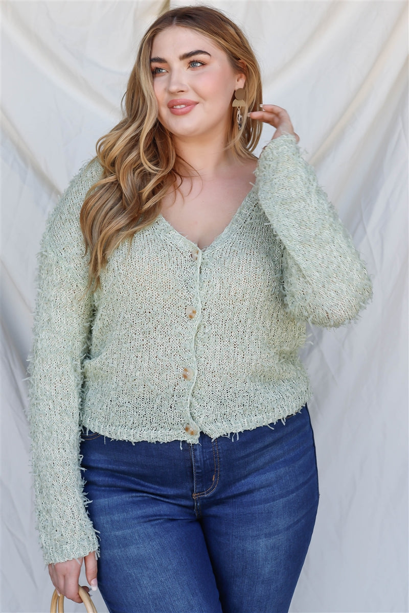 Haut cardigan à manches longues en tricot texturé Plus – Image 5