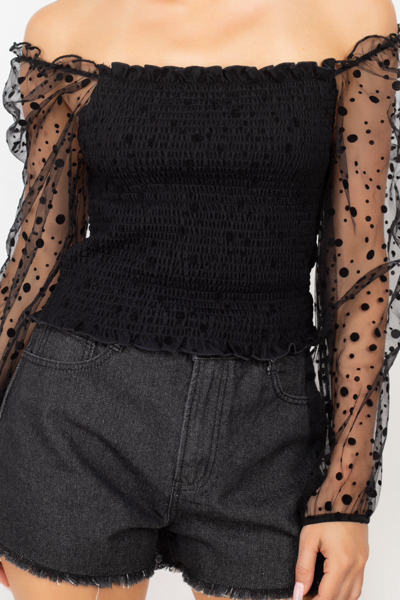 Haut smocké à col carré