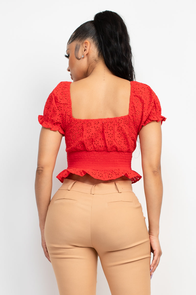 Haut smocké brodé à œillets – Image 16