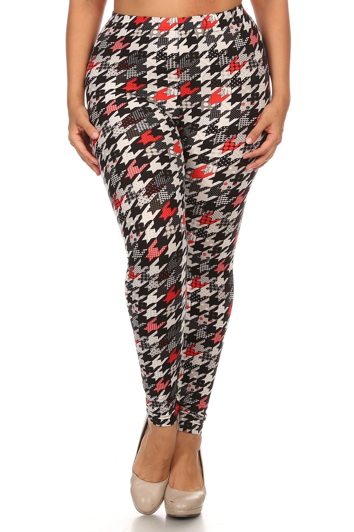 Imprimé grande taille, legging pleine longueur dans un style ajusté avec une taille haute à bande.