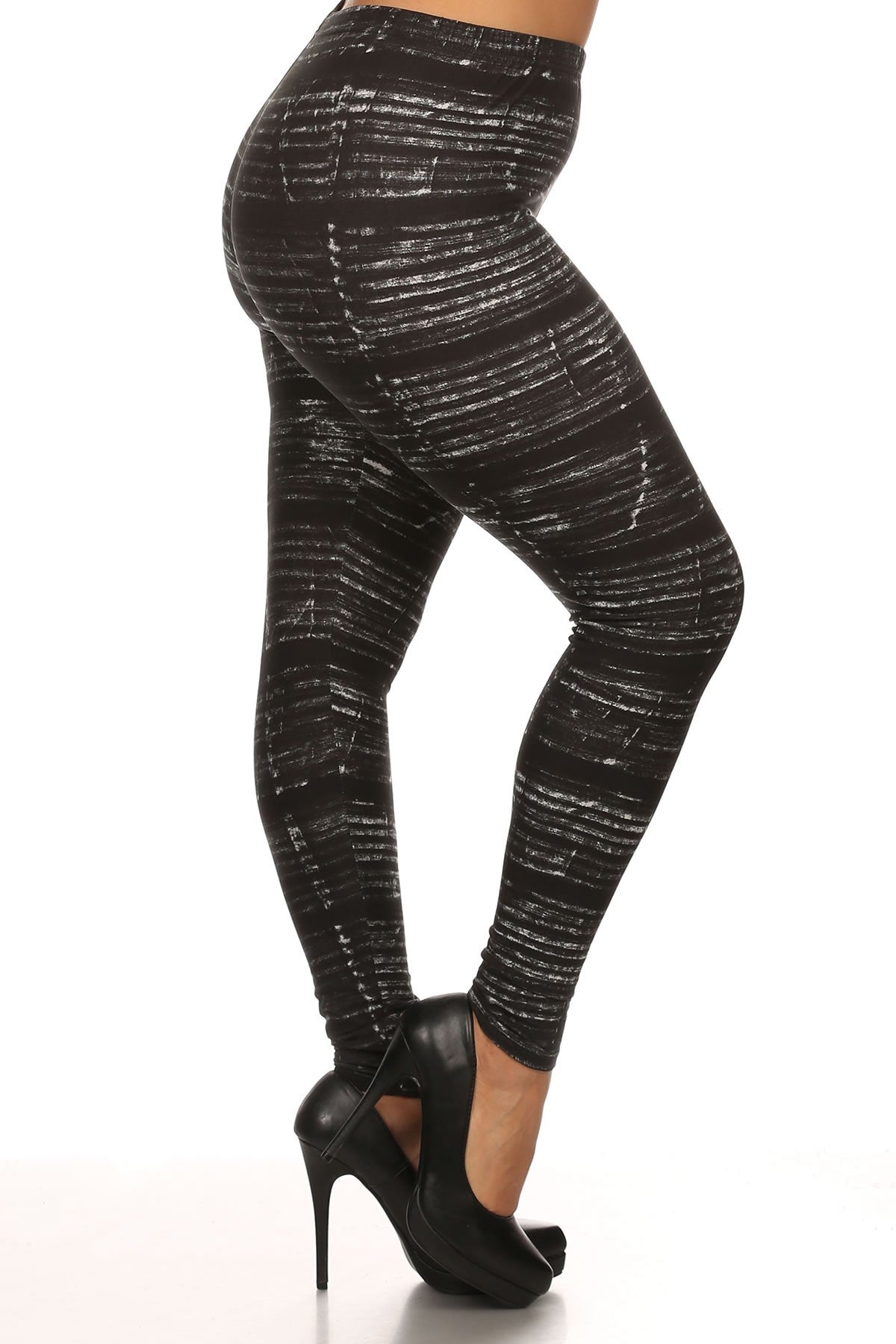 Imprimé tie-dye grande taille, leggings pleine longueur dans un style ajusté avec une taille haute à bandes.