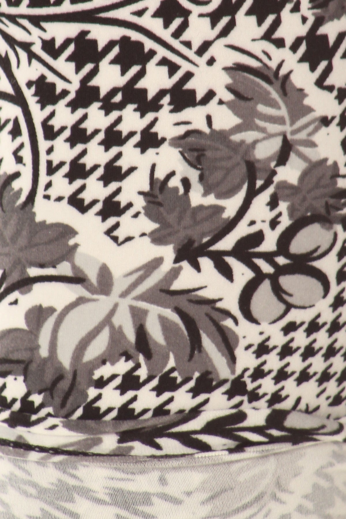 Legging en tricot imprimé floral avec pied de poule avec taille élastique et coupe taille haute