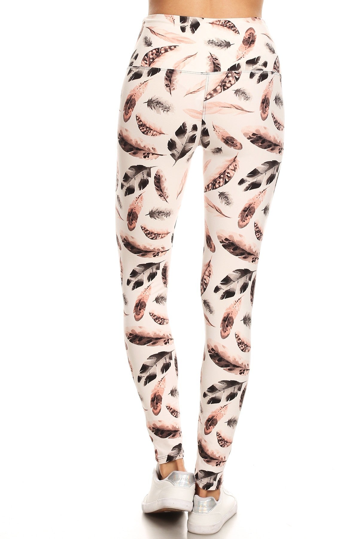 Legging long en tricot imprimé à feuilles doublées de style yoga avec taille haute