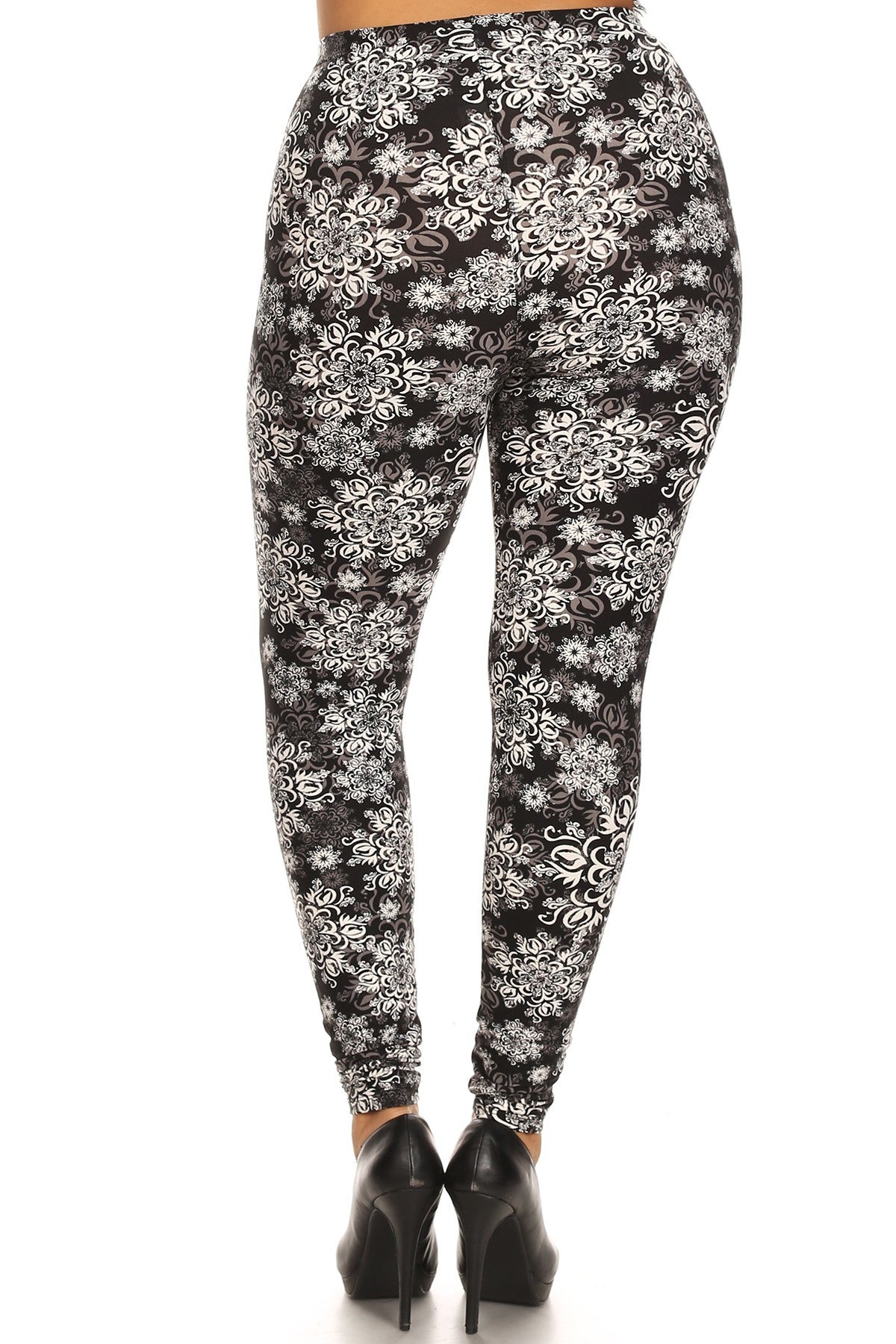 Legging pleine longueur à imprimé abstrait grande taille dans un style ajusté avec une taille haute à bandes