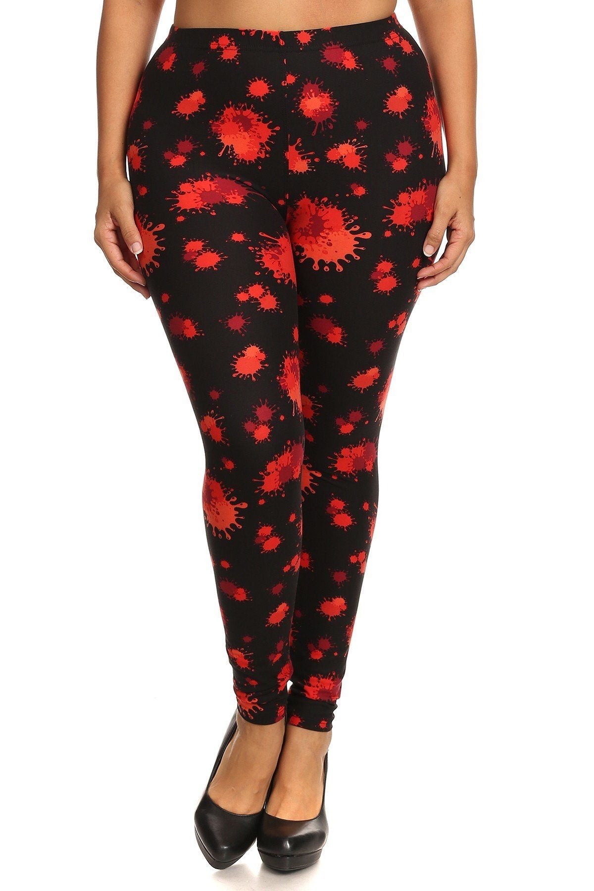Legging pleine longueur à imprimé éclaboussures grande taille dans un style ajusté avec une taille haute à bande