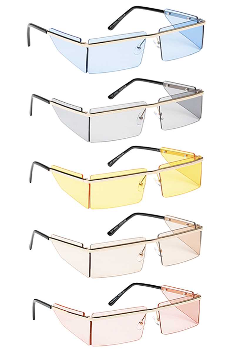 Lunettes de soleil à protection latérale avec boîte de couleur claire à la mode