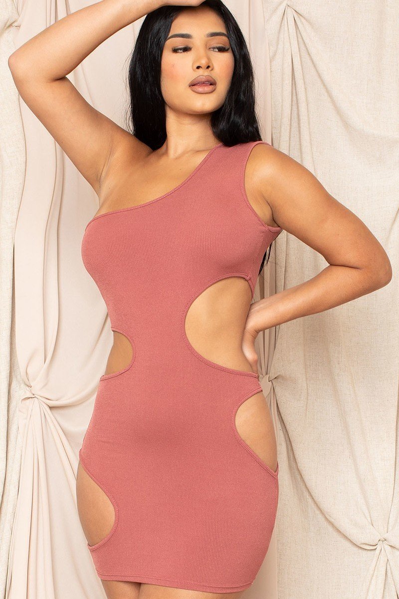 Mini-robe découpée à une épaule