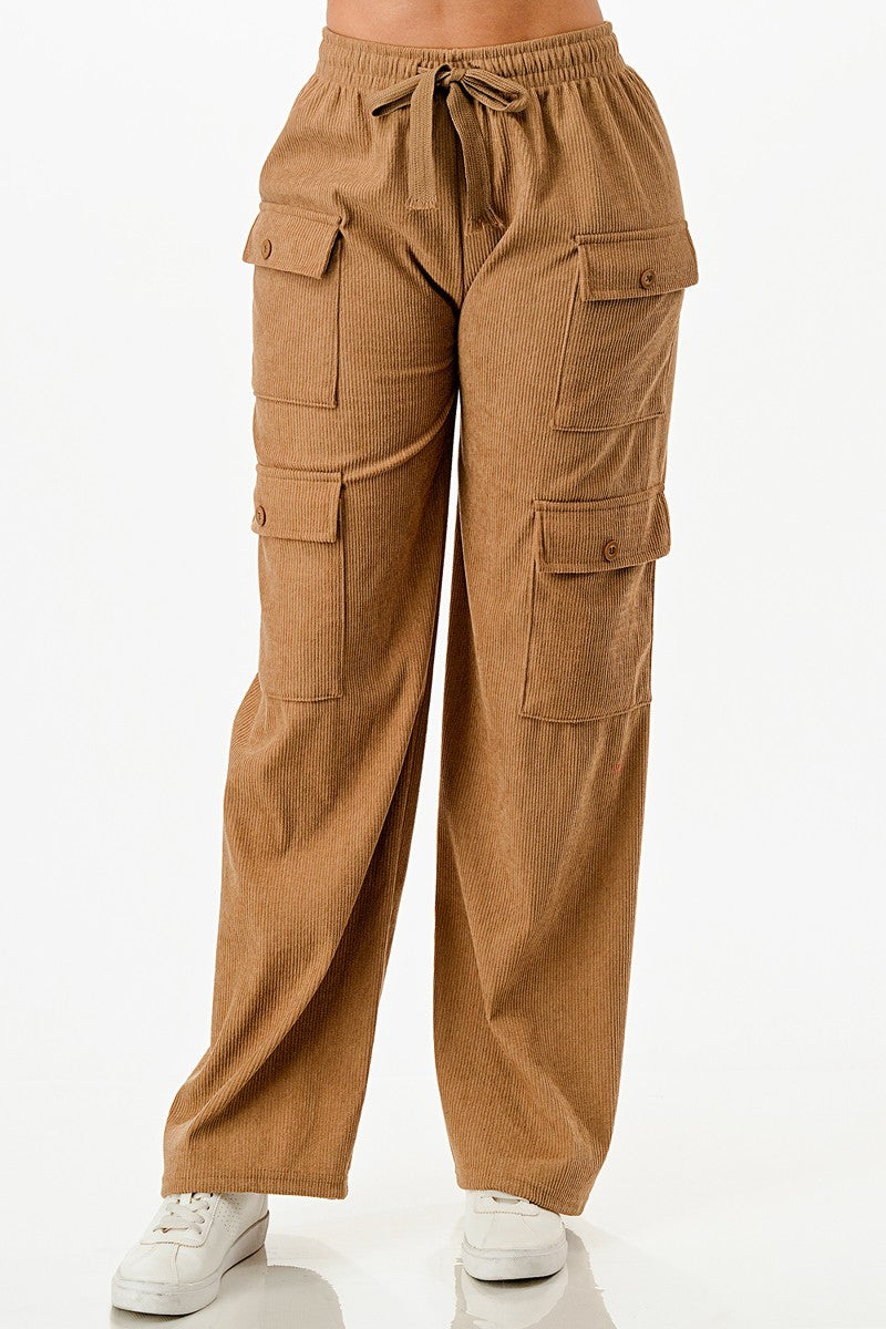 Pantalon cargo en velours côtelé uni