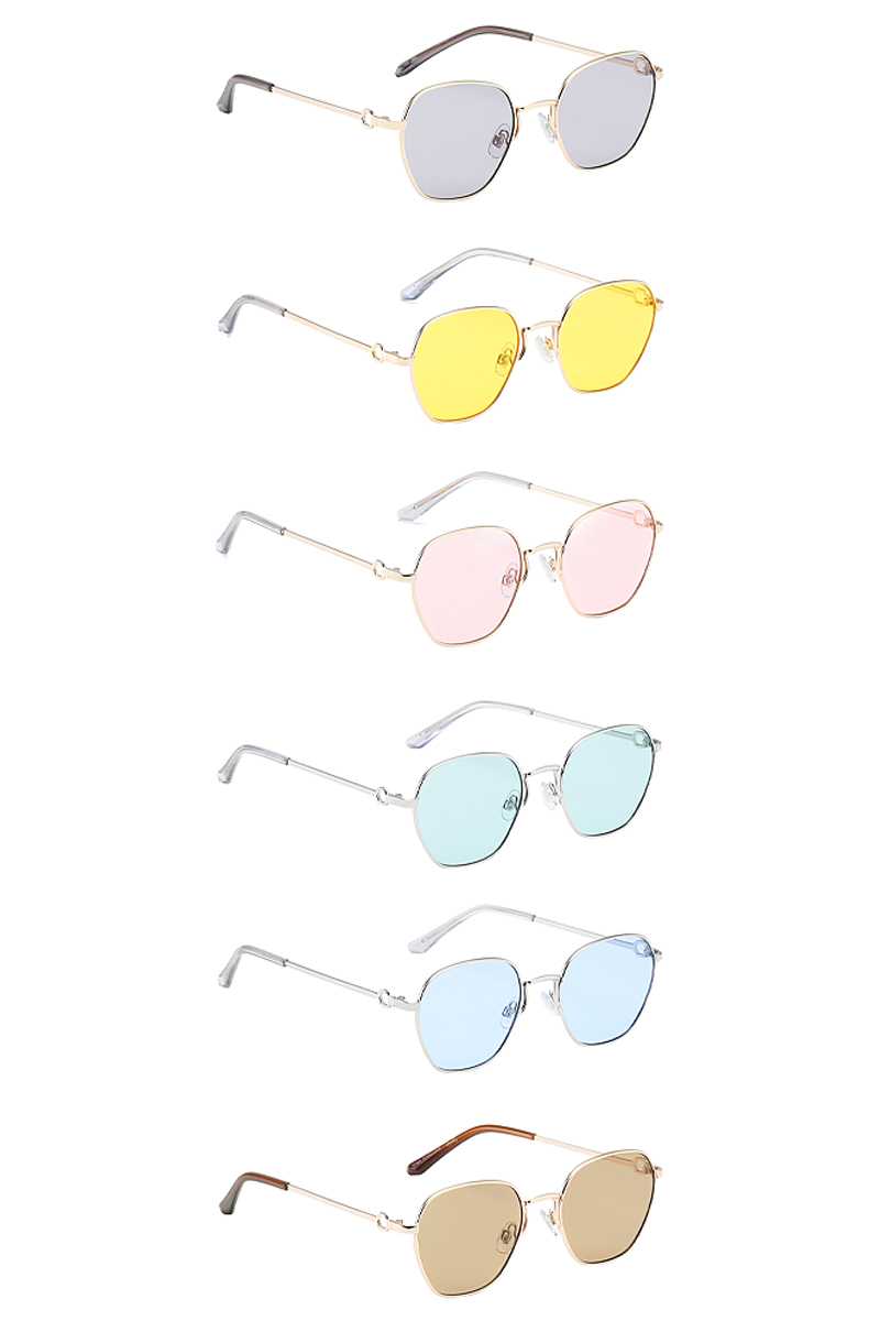 Petites lunettes de soleil arrondies métalliques éblouissantes