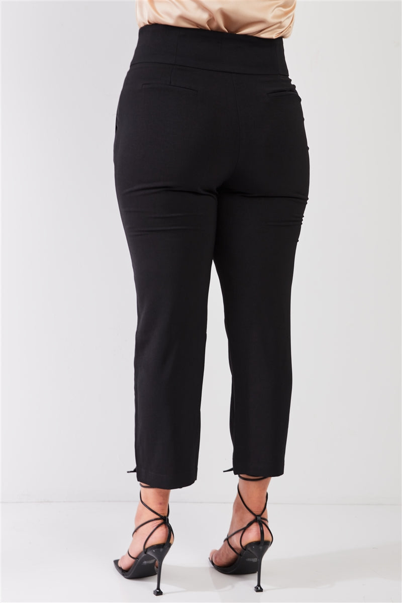 Plus Pantalon classique taille haute noir à pinces