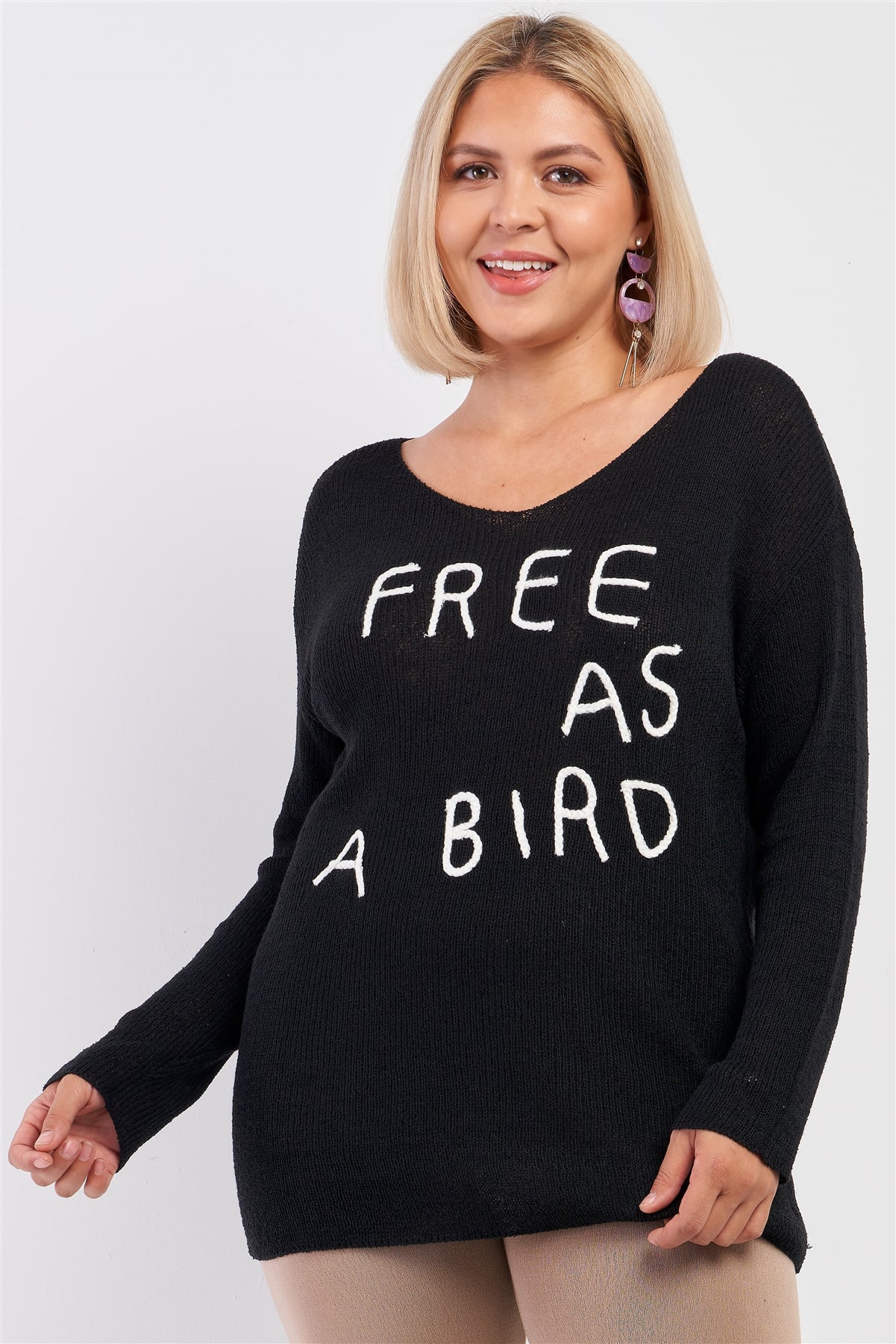 Plus un pull en tricot avec logo « gratuit comme un oiseau »