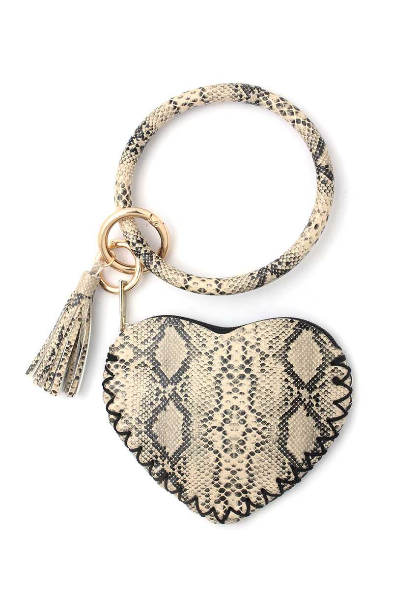 Pochette en forme de coeur motif Python