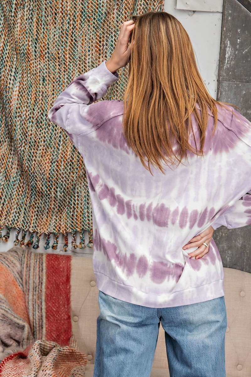 Pull à bas à bandes en tricot éponge teint ombré