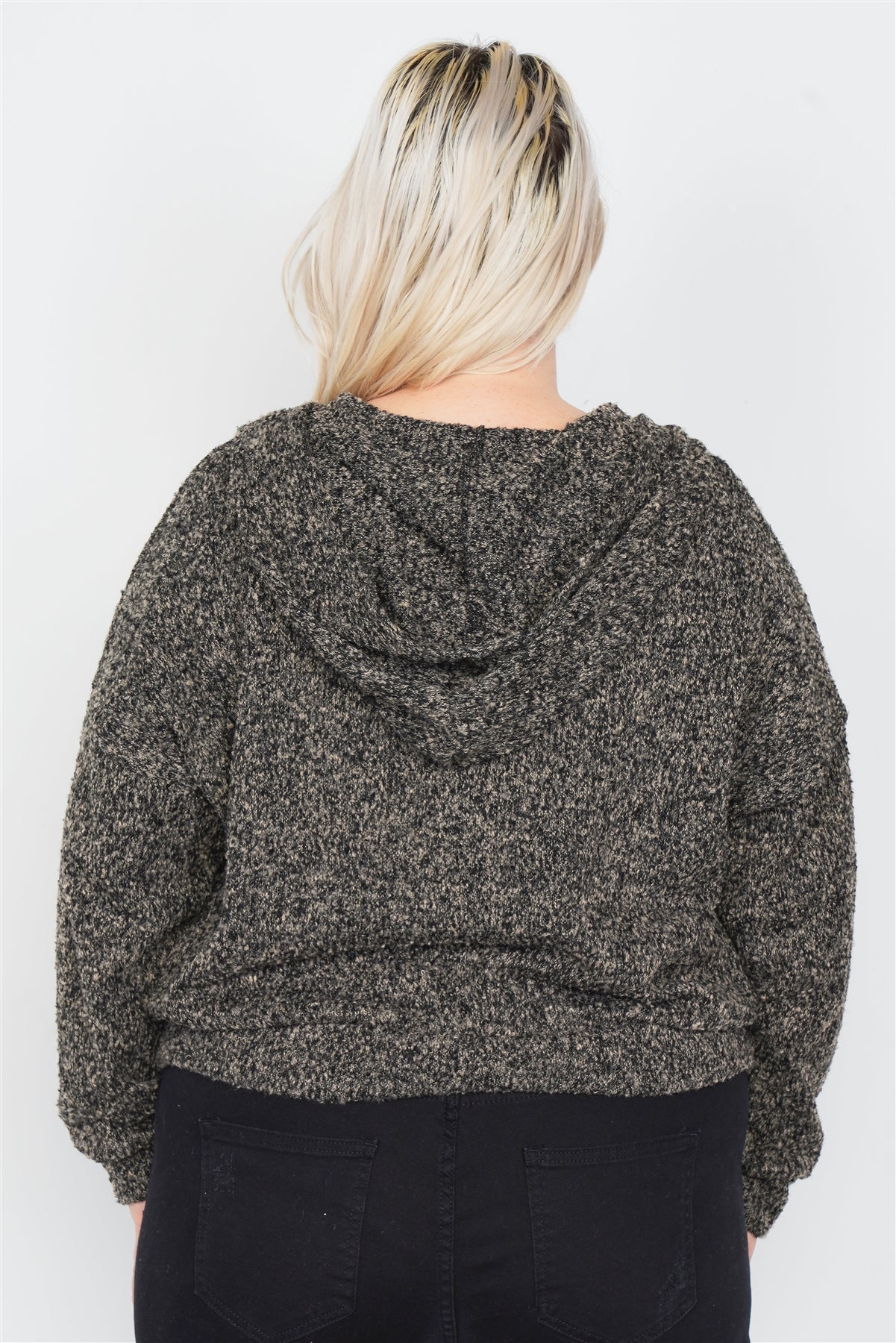 Pull à capuche athlétique entièrement zippé chiné anthracite grande taille