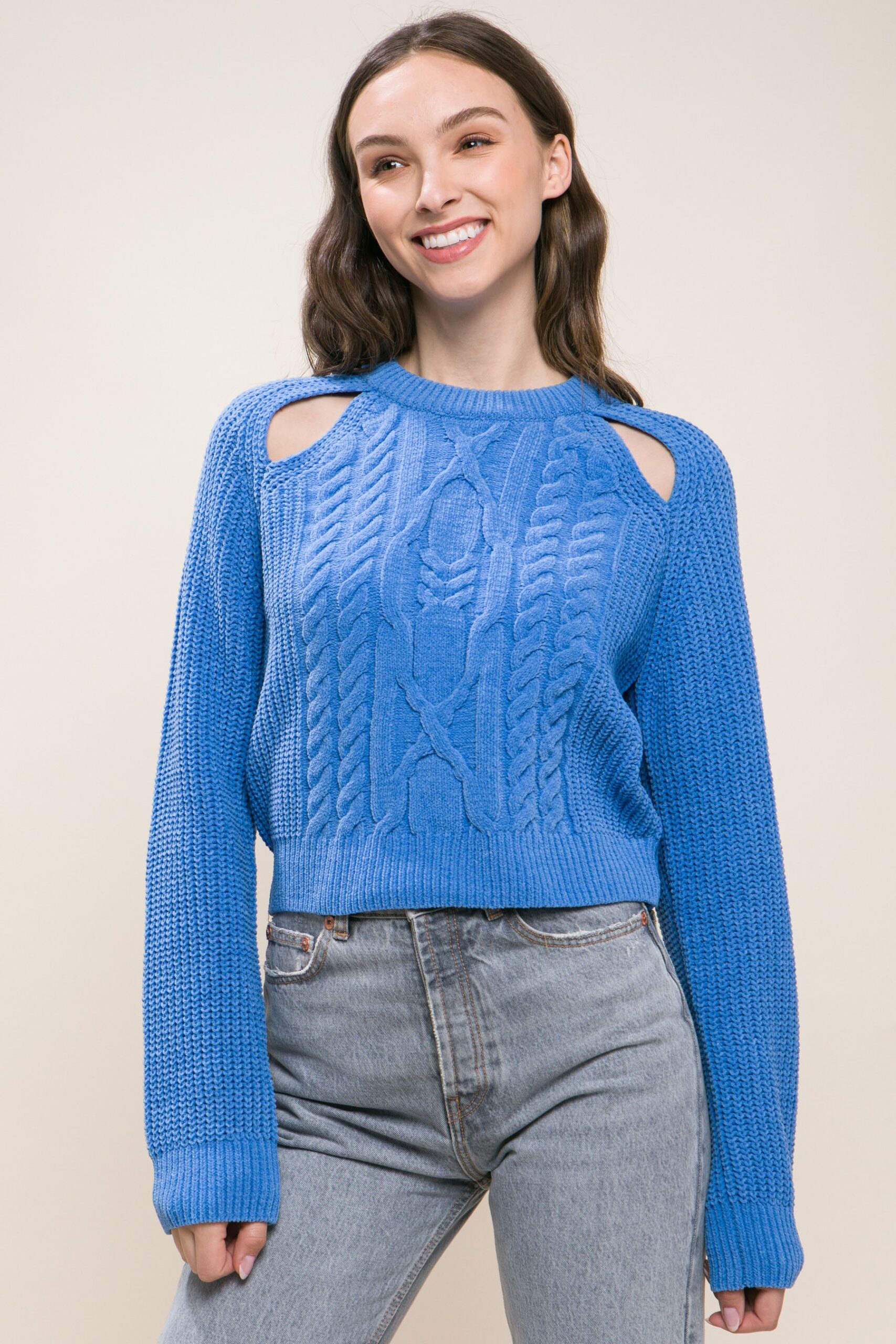 Pull en tricot avec détail d'épaule froide