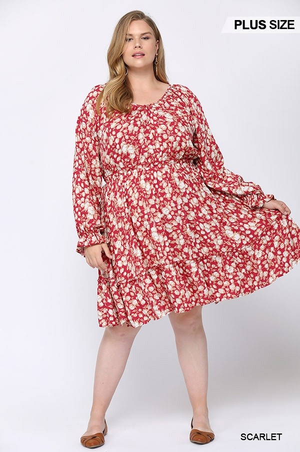 Robe à volants et col en V imprimé floral avec détail de cravate spaghetti sur le côté