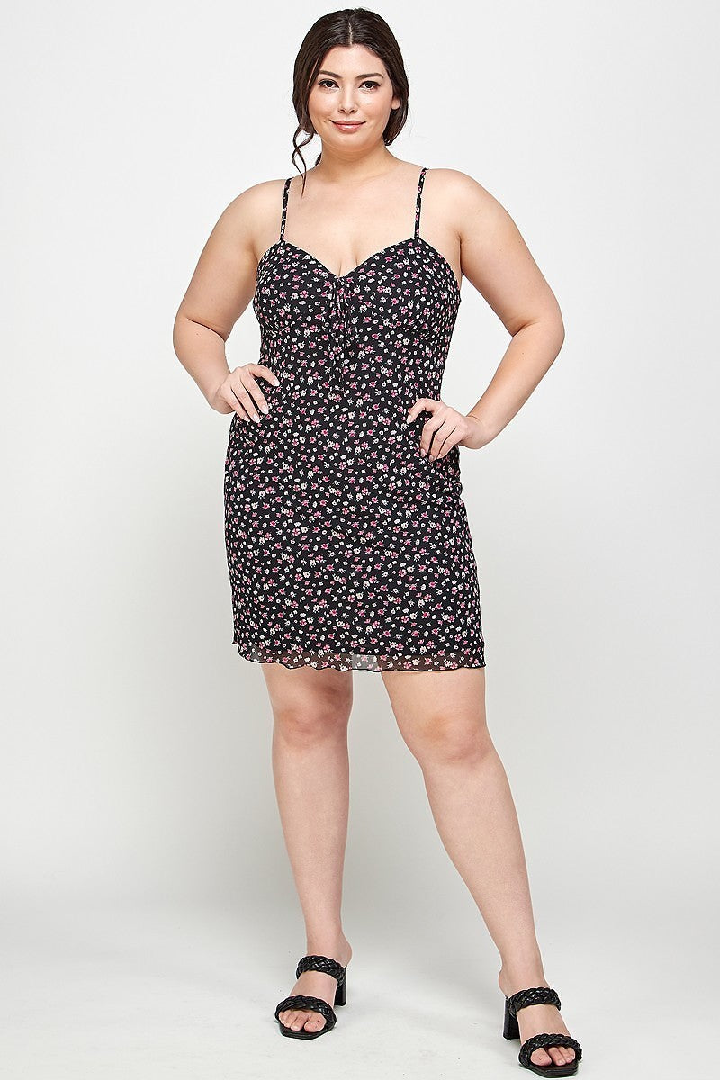 Robe caraco en tissu maille à imprimé floral et petites tailles de grande taille