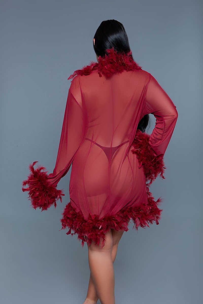 Robe en plumes longueur genou avec liens en ruban