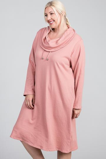 Robe longue à manches longues et col roulé avec poches cachées