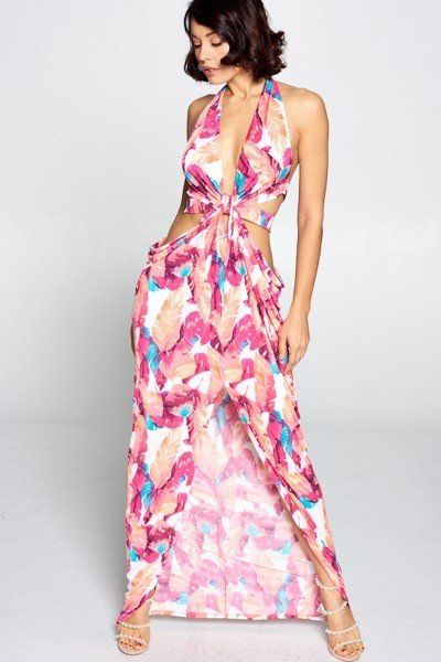 Robe longue découpée