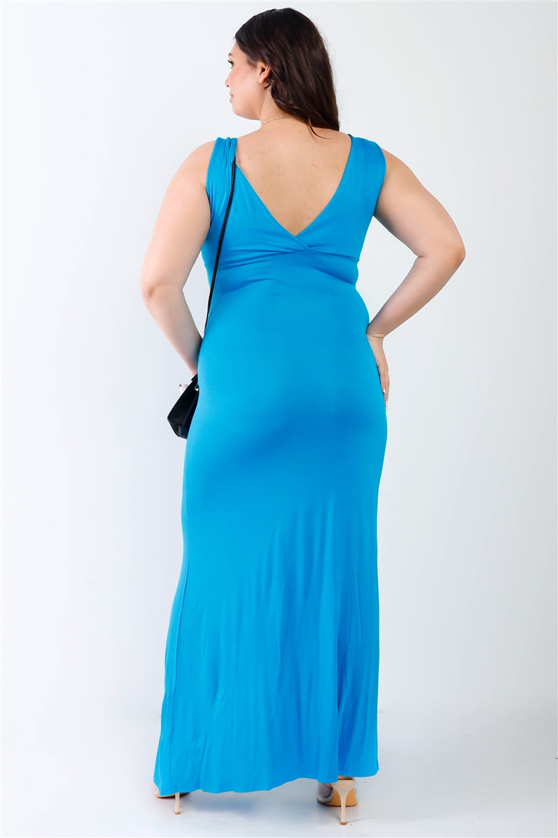 Robe longue sans manches à col en V