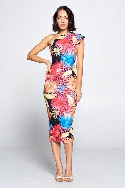 Robe noire à imprimé corail