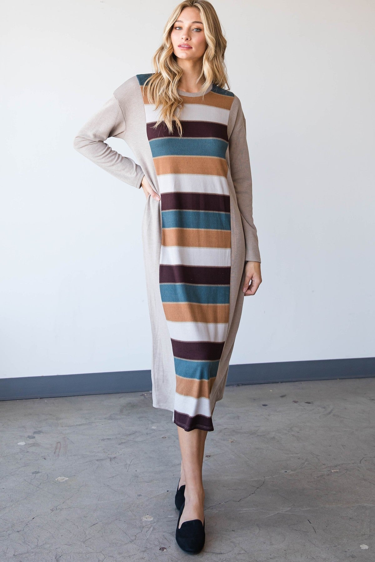 Robe rayée color block