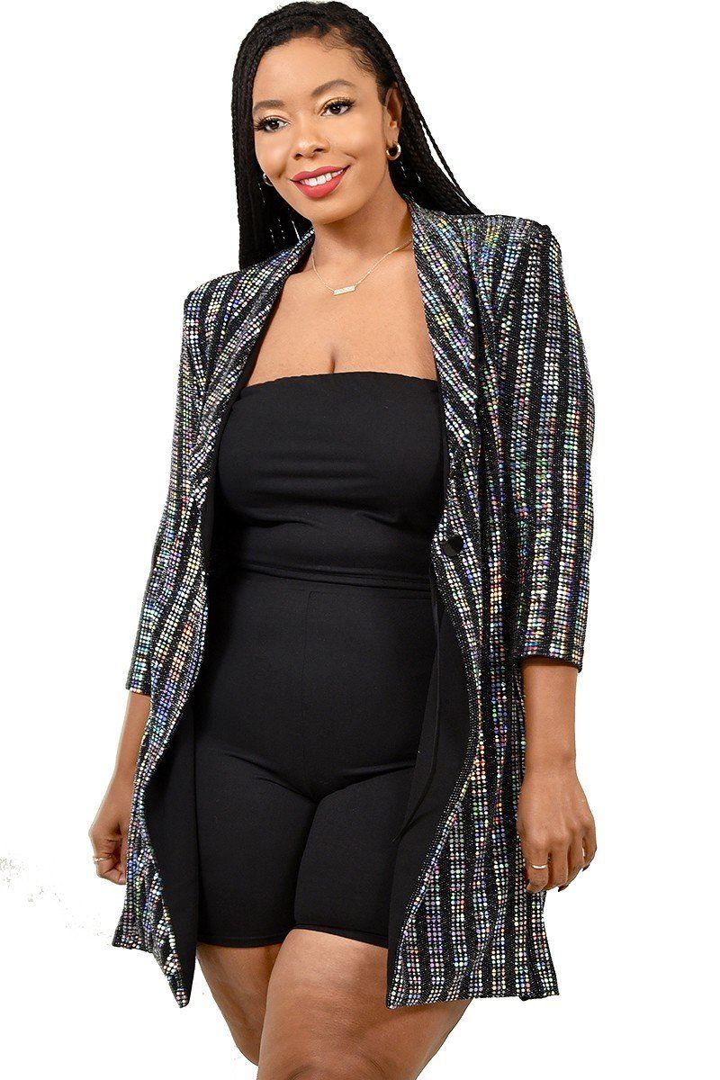 Robe veste à rayures métallisées Plus