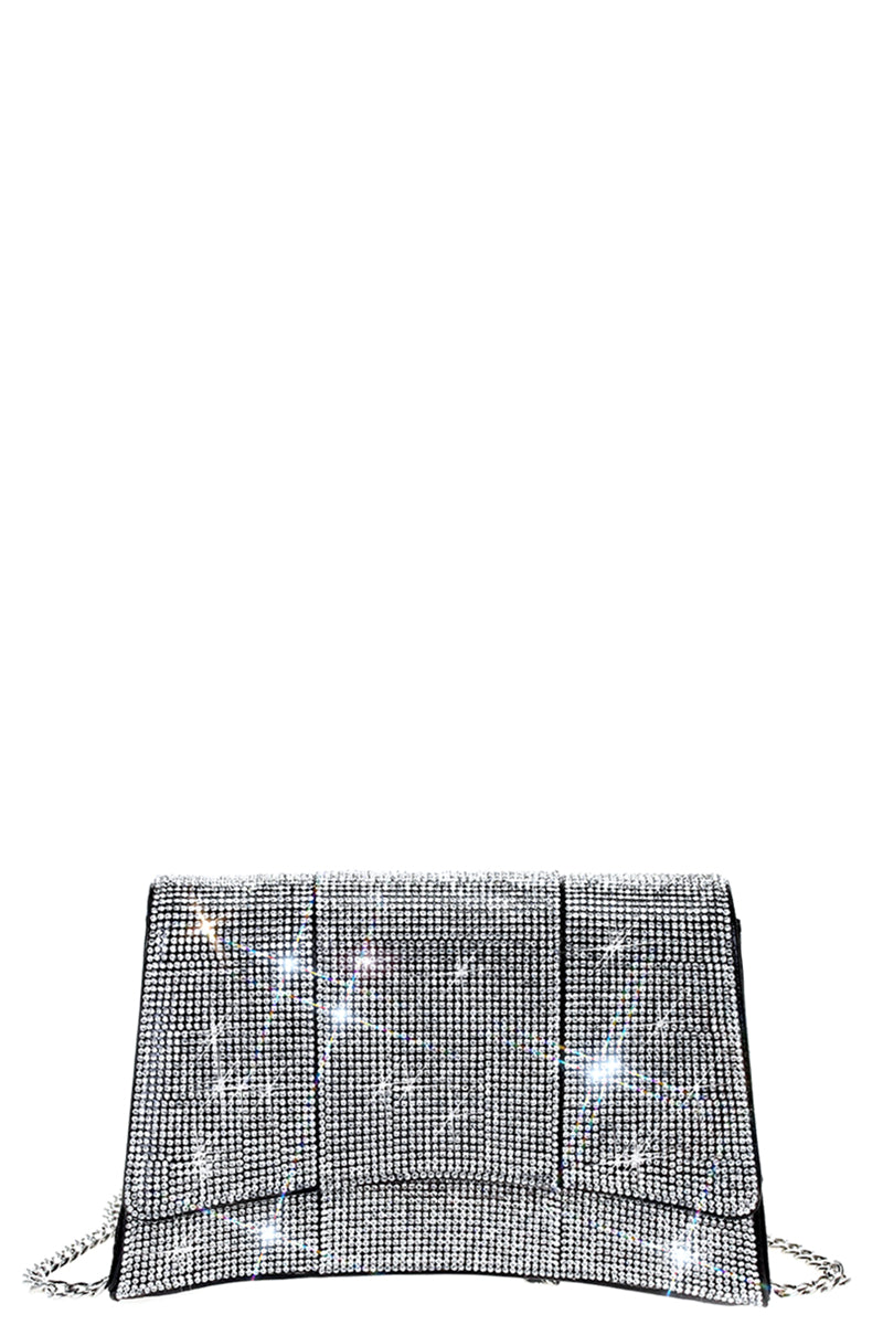 Sac à bandoulière chic en strass à courbe carrée à la mode